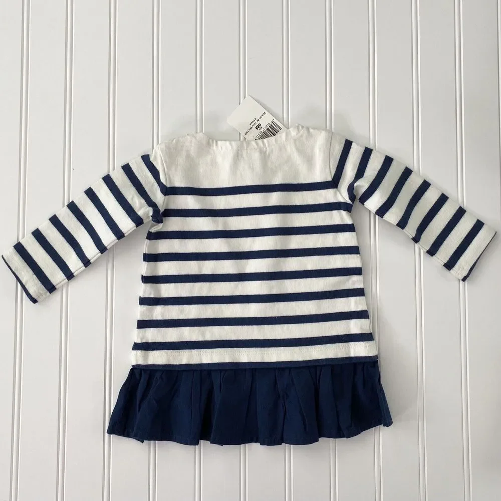 Ralph Lauren Striped Jersey Dress (Size 6M) 100% Cotton Nautical *No Bloomers*